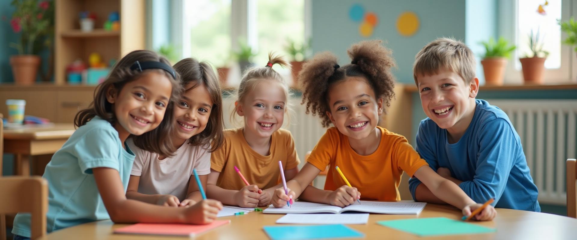 Happy children learning